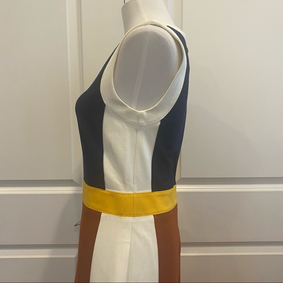 TORY BURCH Sleeveless Mod Design (Navy Rust & Gold) Midi A-line Dress - Picture 3 of 9